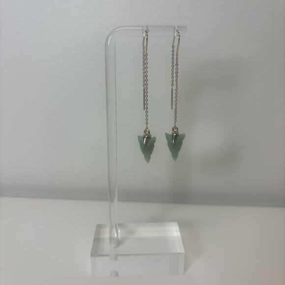 Women Girl Dangle Pull Through Threader Earrings Turquoise Teal Stone‎ Boho Indi - Picture 10 of 12